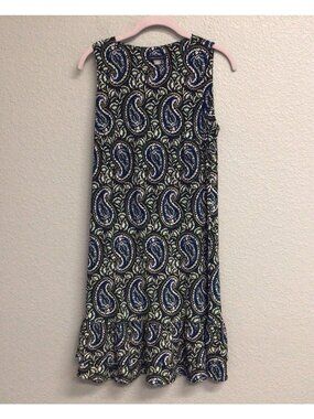 Tommy Hilfiger Womens Size 6 Black Paisley Print Midi Dress Flounce Hem Ruffle